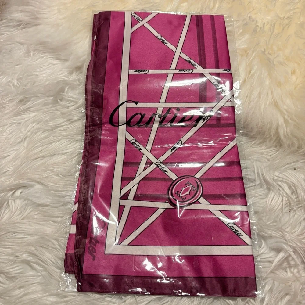 Cartier Silky Scarf 35x35 Purple Monogram Luxury Square Scarf ‼️LAST one
